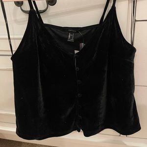 black velvet button down tank top